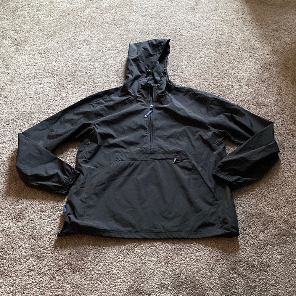 Charles River Apparel Black Hooded Half Zip Windbreaker SIZE M